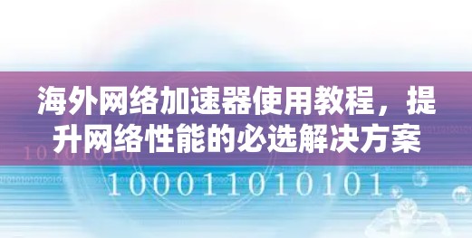 海外网络加速器使用教程，提升网络性能的必选解决方案